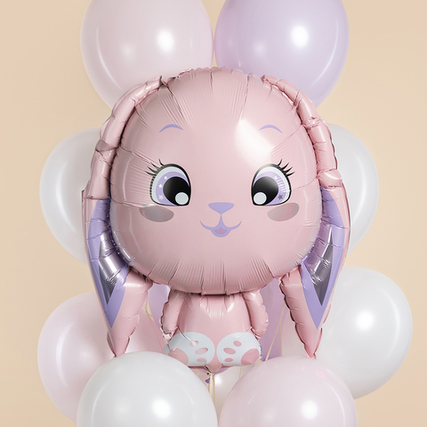 Шар фигура, милый зайка, розовый, 80 см