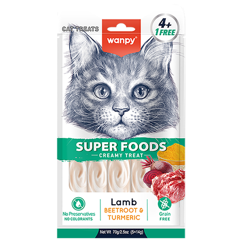 Wanpy Cat Лакомство для кошек «нежное пюре» из ягненка со свеклой и куркумой 70 г