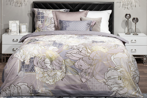 Комплект наволочек 2шт 70х70 Garda Decor Пионы серый