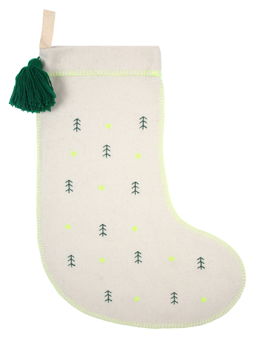 Рождественский носок с вышитыми деревьями, войлочный