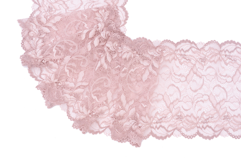 Кружево эластичное пыльно-розовое темное 21 см, Китай