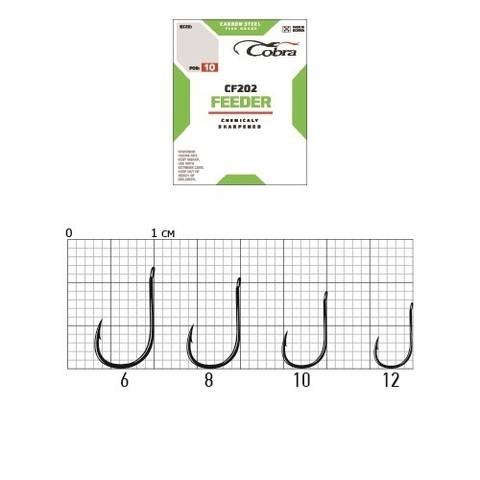 Крючки Cobra FEEDER MASTER CF202, размер №10, упаковка 10 шт.