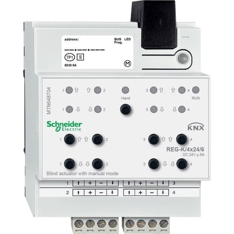 Актор выключателя жалюзи REG-K/ 4X24/6 с ручным управлением. Merten. MTN648704
