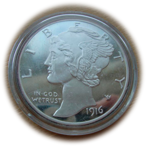 США раунд жетон 10 центов дайм 1916 Mercury Dime Монеты США Серебро 62,2 гр