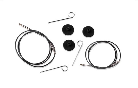 Тросик (заглушки 2шт, кабельный ключик) для съемных спиц, длина 20 (40)см, KnitPro, 10520