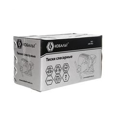 Тиски слесарные поворотные КОБАЛЬТ стальные, ширина губок 100 мм, захват 100 мм, 7 кг, наковальня, коробка (248-962)