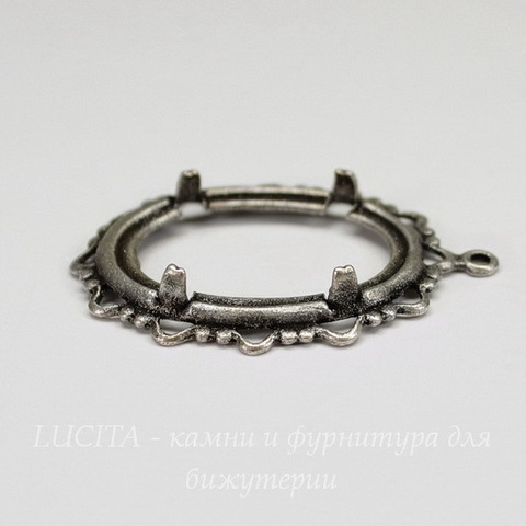 Сеттинг - основа - подвеска "Ажурный" для камеи или кабошона 25х18 мм (оксид серебра)
