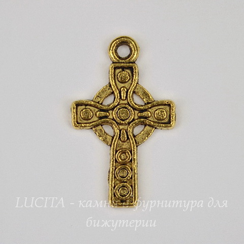 Подвеска "Кельтский крест" (цвет - античное золото) 26х16 мм