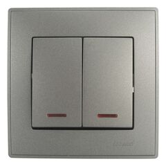 LESYA 705 4141 112 Выключатель двойной с подсветкой черн. графит матовый