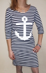 Купить Платье в морском стиле с белым якорем (рукав 3/4) в Магазине тельняшек