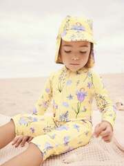 Купальник слитный и кепка в комплекте для девочки Next AB7-030, Светло-желтый