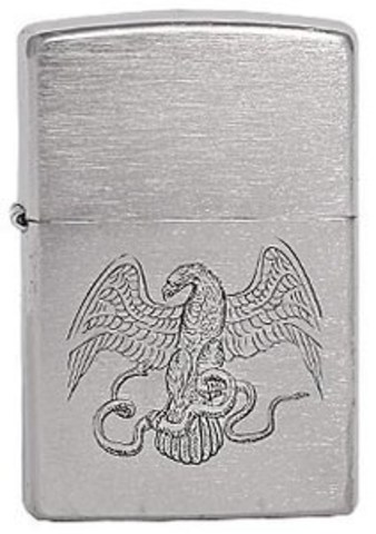 Зажигалка Zippo с покрытием Brushed chrome, латунь/сталь, серебристая, 36х12х56 мм (200 Eagle & snake)