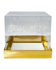 Коробка под кулич с прозрачным куполом 160*160*140 (золото), 50шт