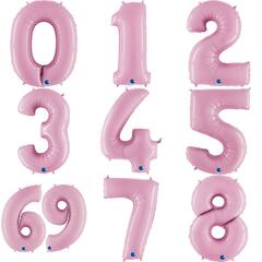 Фольгированные цифры 102 см с гелием (розовый - металлик)