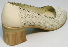 Женские туфли на широком каблуке летние Sturdy Shoes 87-43 24 Lighte Beige.