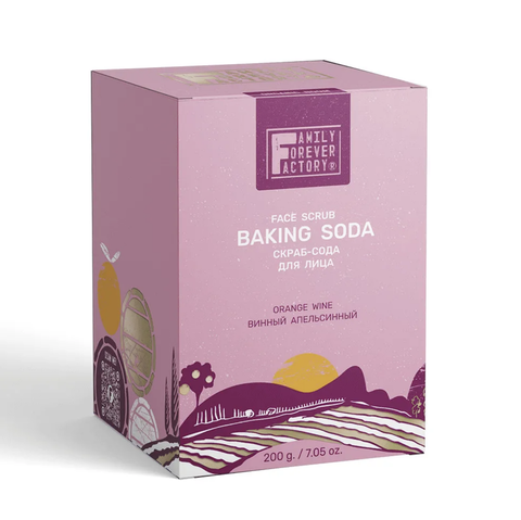 Organic Boom Скраб-сода для лица Винный апельсинный 200г Family Forever Factory