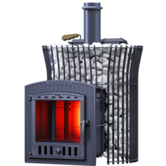 Банная печь Авангард 25П2 ЗК Ураган в сетке Тюльпан