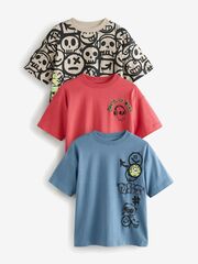 Футболка для мальчика Next E45-243, 3 шт., Бежевый, Красный, Синий