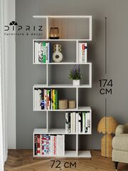 Стеллаж белый напольный Марм, из ЛДСП, в скандинавском стиле, 6 полок, 72х179 см