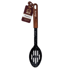 Ложка с прорезями нейлоновая, резиновая ручка, 31 см