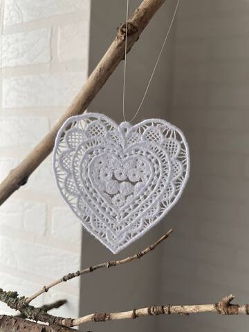 Сердце. Снежинка-подвеска. Кружево NYK-2501S-Midi