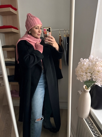 Шапка из 100% мериноса розовый меланж