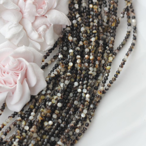 Перламутр натуральный стальной, шарик 4 мм, 1 нить, ПР114