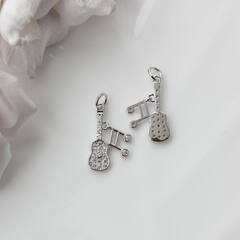 Подвеска Гитара и ноты с фианитами 19*12 мм, родий, П570