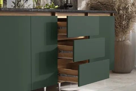 Кухня Челси 2,0м Компановка №2 (Дуб Крафт, Изумрудный (Кастилло темный))