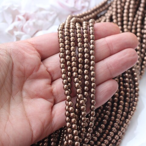 Гематин гематит, круглые бусины, 4 мм, шоколад, 1 нить, ГМ013