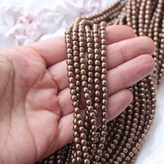 Гематин гематит, круглые бусины, 4 мм, шоколад, 1 нить, ГМ013