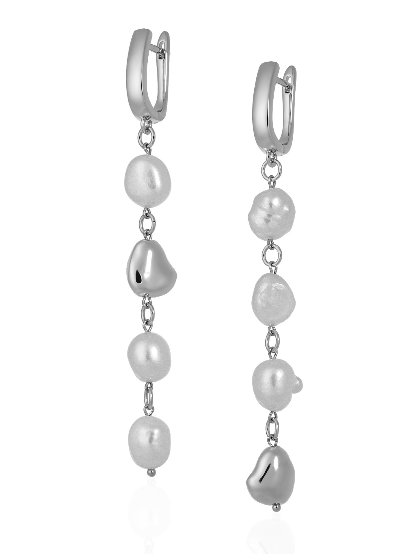 Длинные серьги с натуральным жемчугом барокко