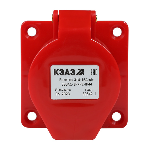 Розетка фланцевая 314-16А-6h-380AC-3P+PE-IP44