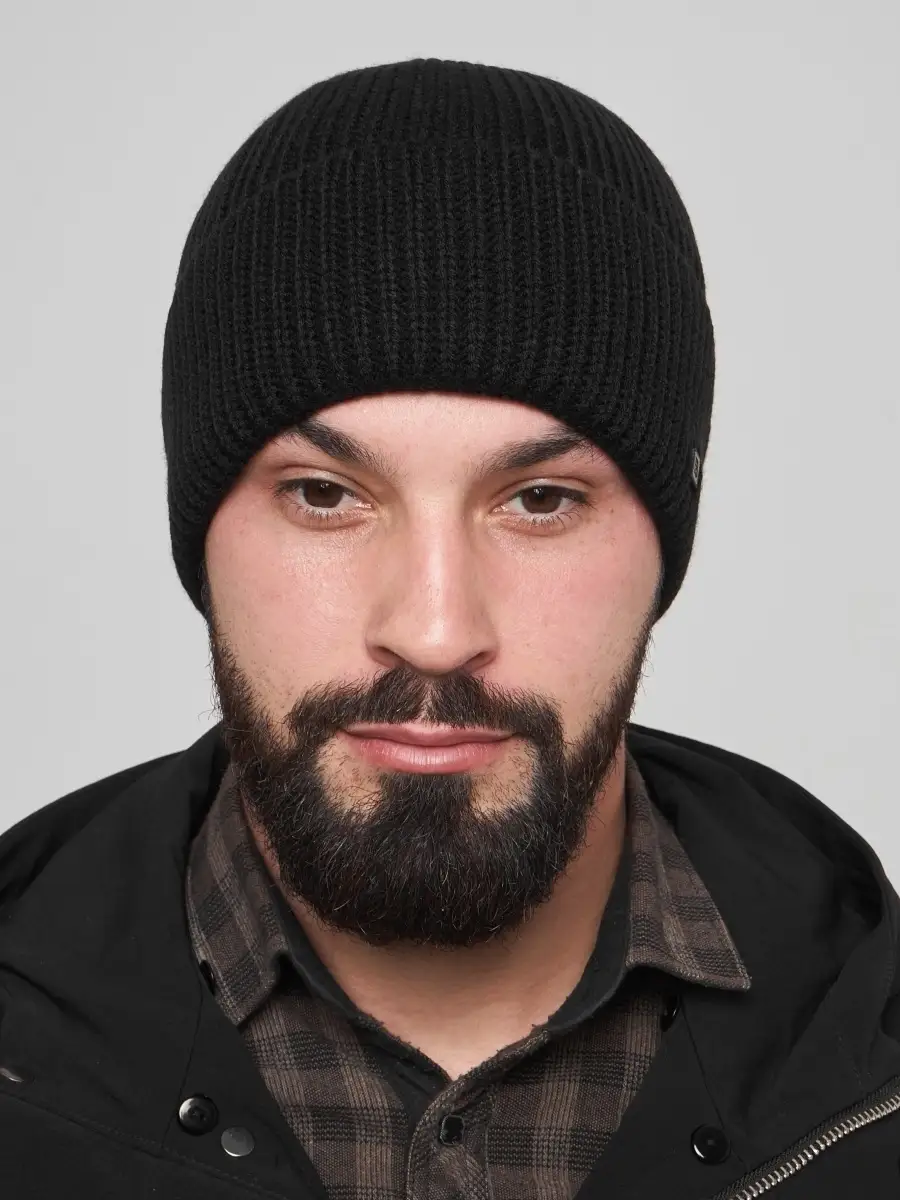 Шапка мужская зимняя шерстяная вязаная с подкладкой утеплителем из флиса, зимние мужские шапки