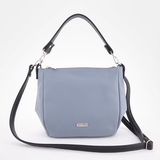 Сумка Саломея 1038 гладкий серо-голубой + черный