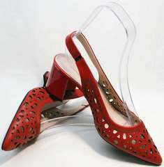 Женские туфли босоножки с открытой пяткой на каблуке G.U.E.R.O G067-TN Red