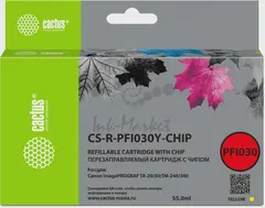 Картридж перезаправляемый струйный Cactus CS-R-PFI030Y-CHIP желтый (55мл) для Canon imagePROGRAF TA-20/30;TM-240/340 — фото 3