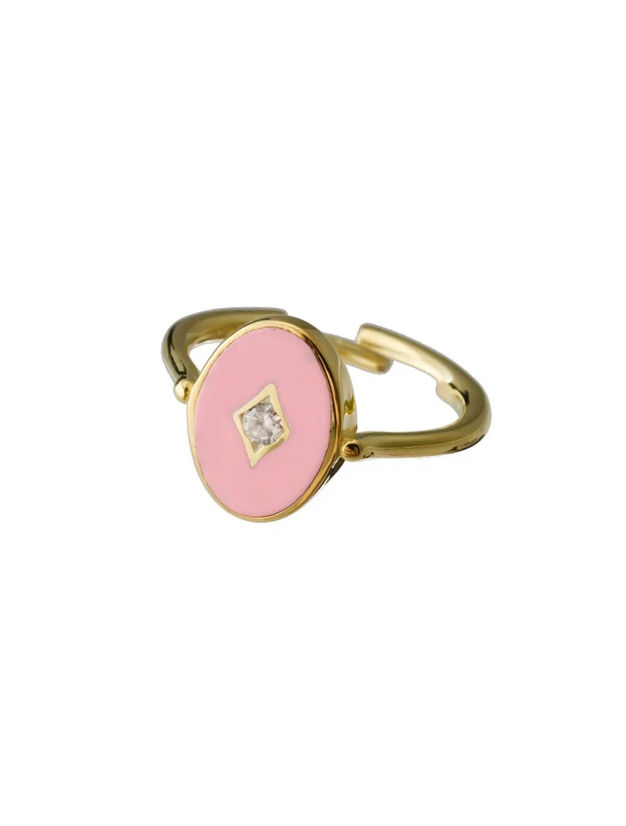 Кольцо Аврора, серебро 925, позолота 18К, розовая эмаль