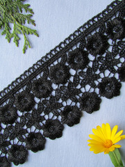 Кружево плетеное, ш. 7,8 см, чёрный