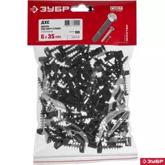 ЗУБР ДХС, 6 x 35 мм, нейлон, 100 шт, дюбель под хомут-стяжку (30910-06)