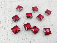 Стразы пришивные стекло в оправе, ш. 1,2 см, красный