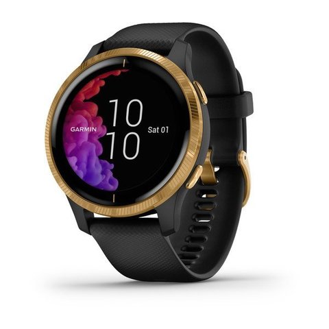 Garmin VENU - Gold Stainless Steel Bezel with Black Case and Silicone Band
