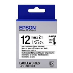 654025 Картридж EPSON с лентой LK4WBH (лента термоустойчивая 12мм, Бел./Черн.)
