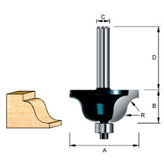 Фреза кромочная фасонная(S-образная 27х32х11,9х8 мм; R=3,97 мм D-11542