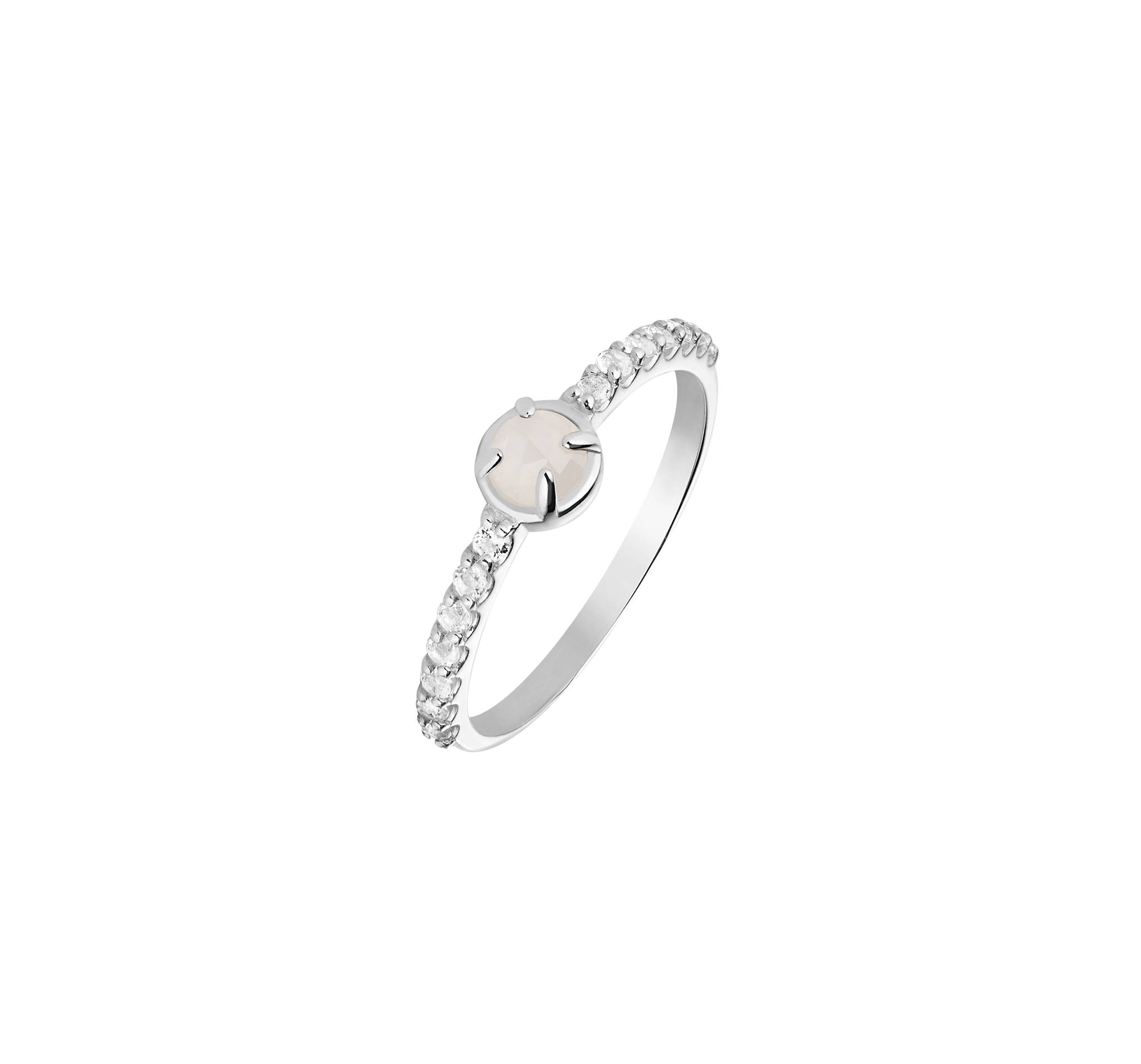 Женское серебряное кольцо 925 пробы с лунным камнем и фианитами