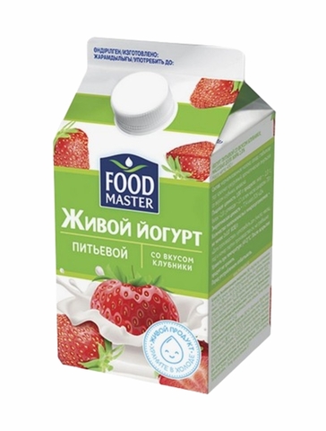 Йогурт питьевой FOOD MASTER Клубника 2% 450 г т/п КАЗАХСТАН