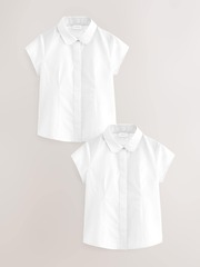 Рубашка школьная с коротким рукавом для девочки Next Q76-811, 2 шт., Белый