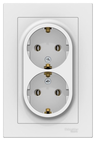 Розетка двойная с заземлением, 16А, в сборе. Цвет Лотос. Schneider Electric AtlasDesign. ATN001324