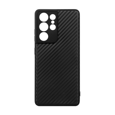 Силиконовый чехол Карбон для Samsung Galaxy S21 Ultra (Черный)