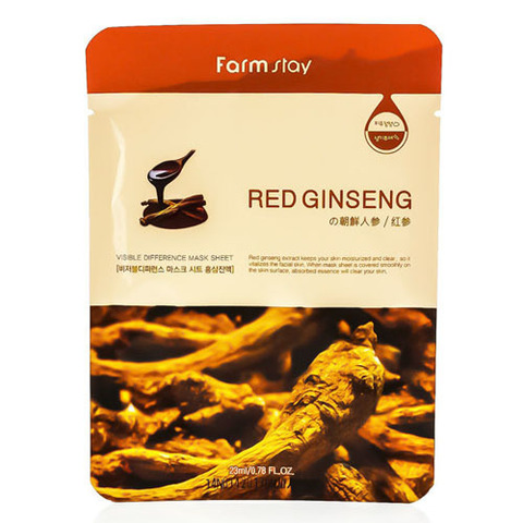 FarmStay Visible Difference Mask Sheet Red Ginseng - Тканевая маска для лица с экстрактом красного женьшеня